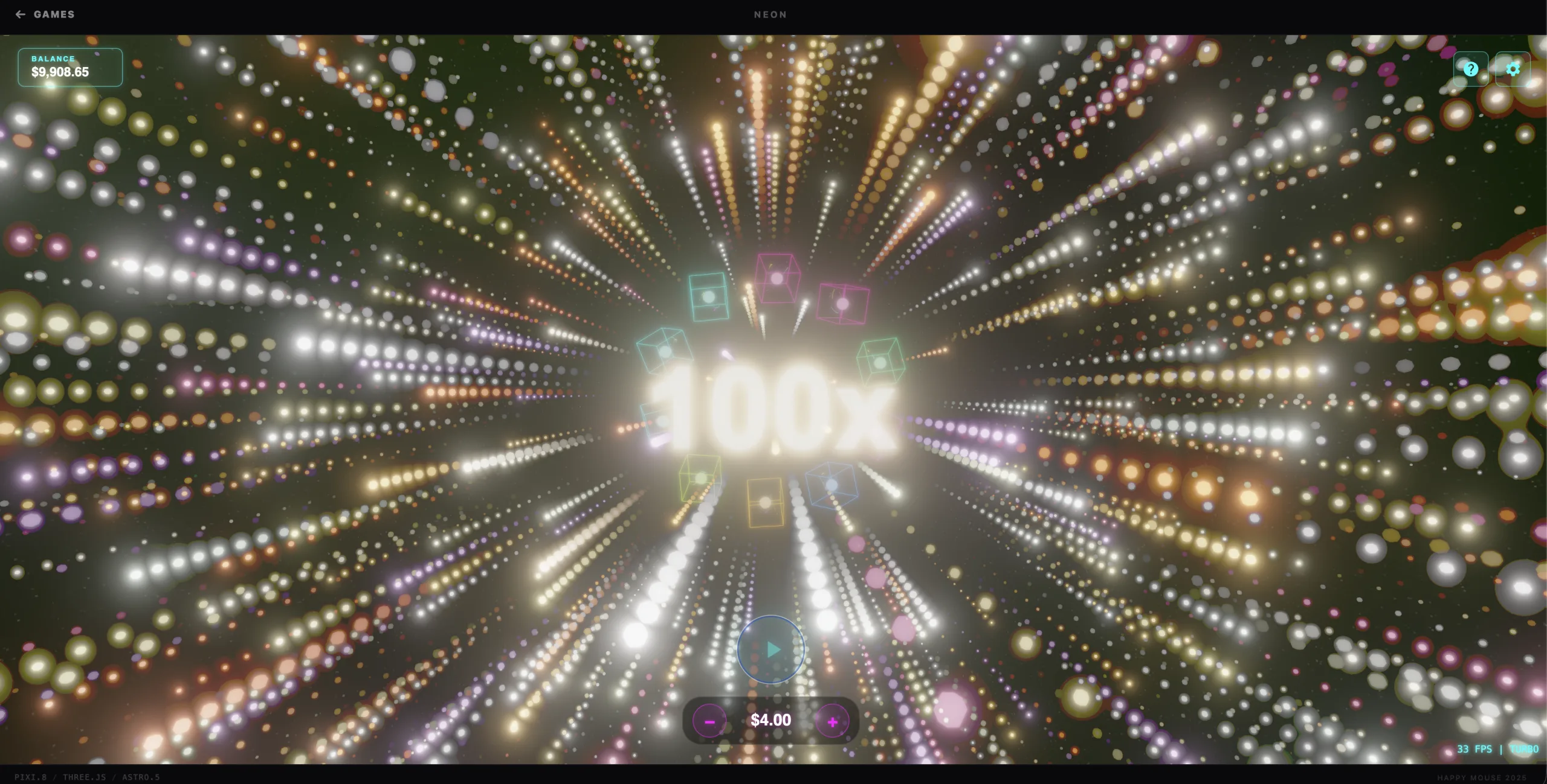 Neon NEON 100x explosion with high-volatility bloom